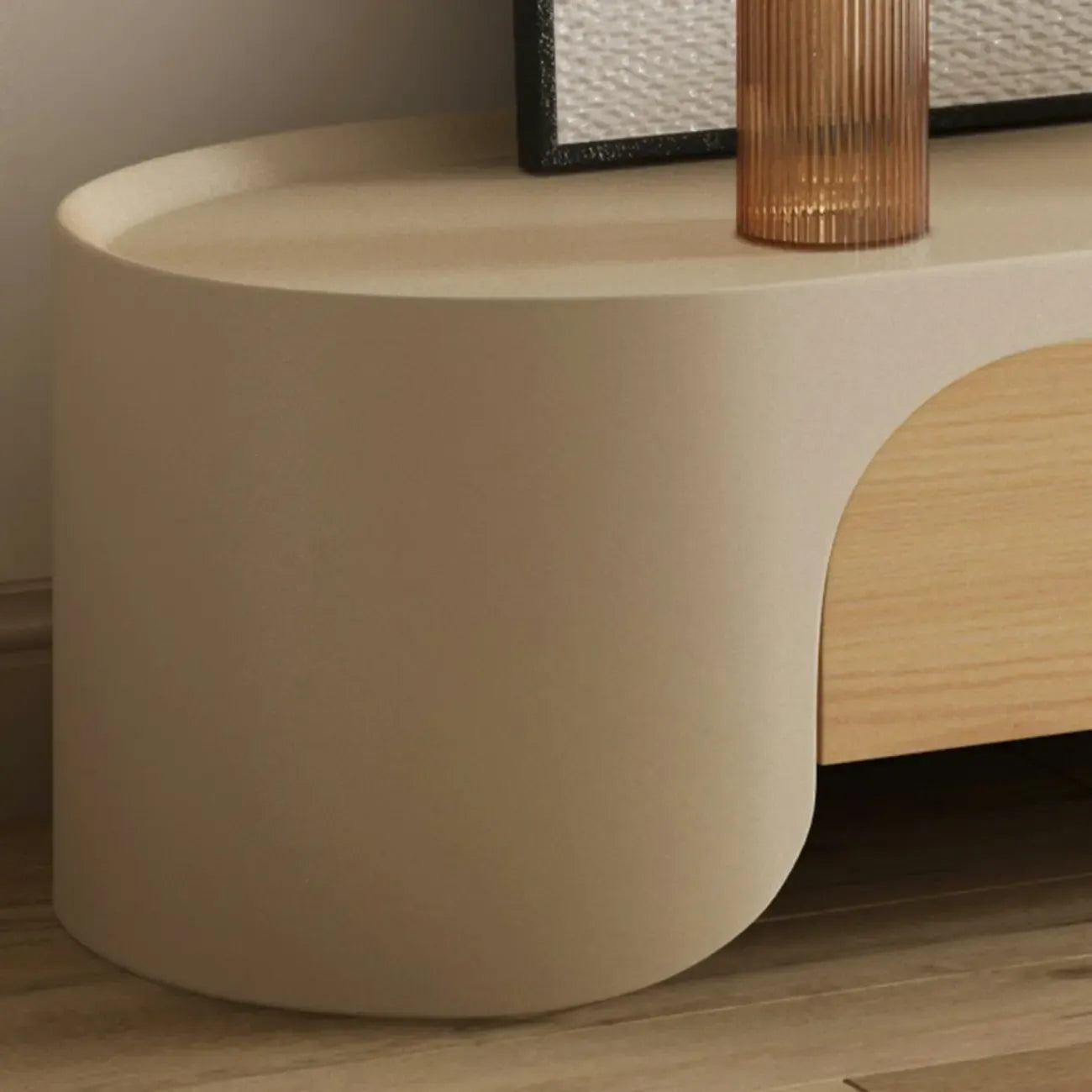 Meuble TV minimaliste en bois blanc avec rangement pour salon