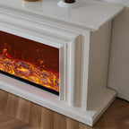 Supporto TV per caminetto elettrico in legno marrone rettangolare da 71" con luce