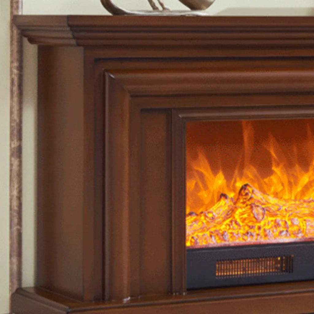 Supporto TV per caminetto elettrico in legno marrone rettangolare da 71" con luce