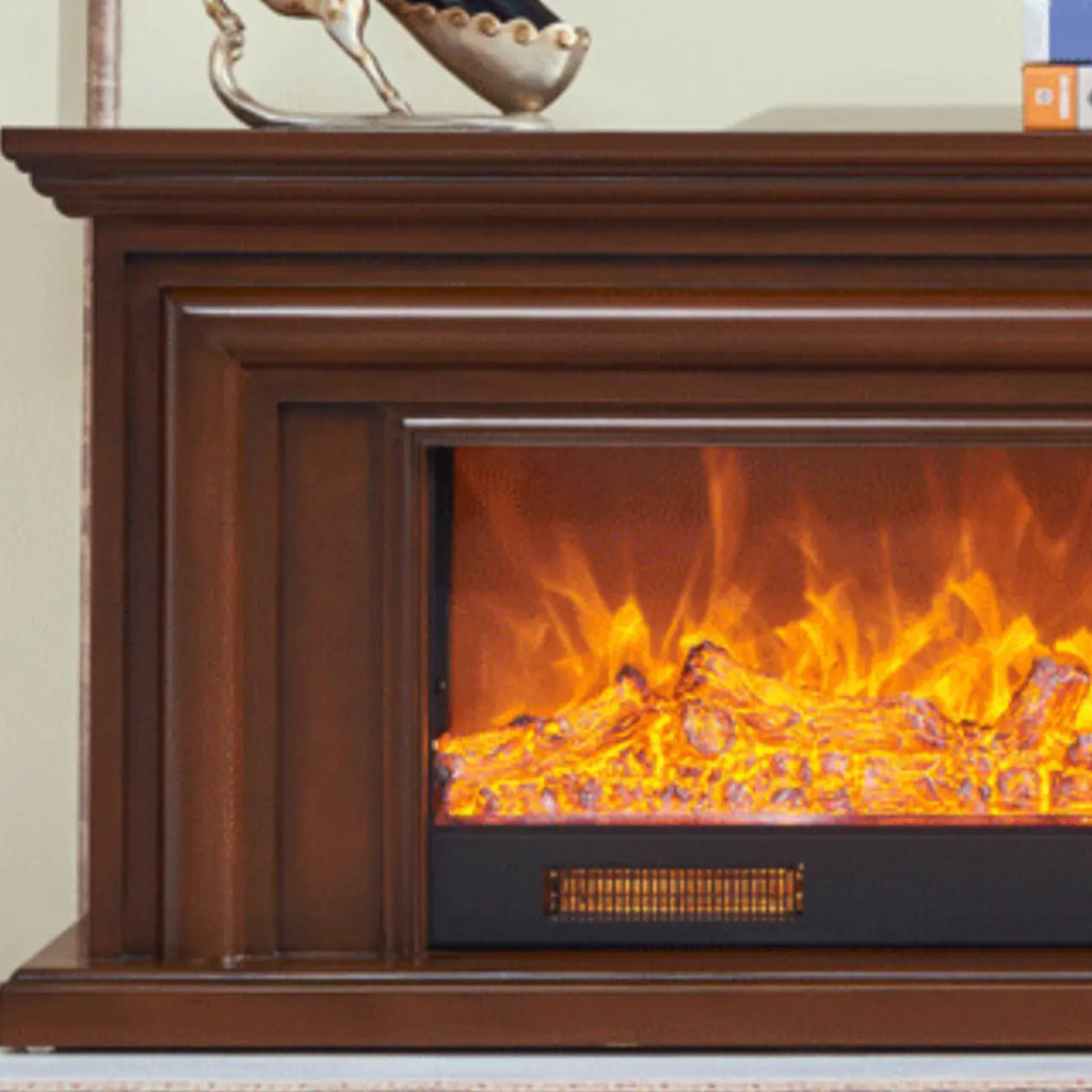 Supporto TV per caminetto elettrico in legno marrone rettangolare da 71" con luce