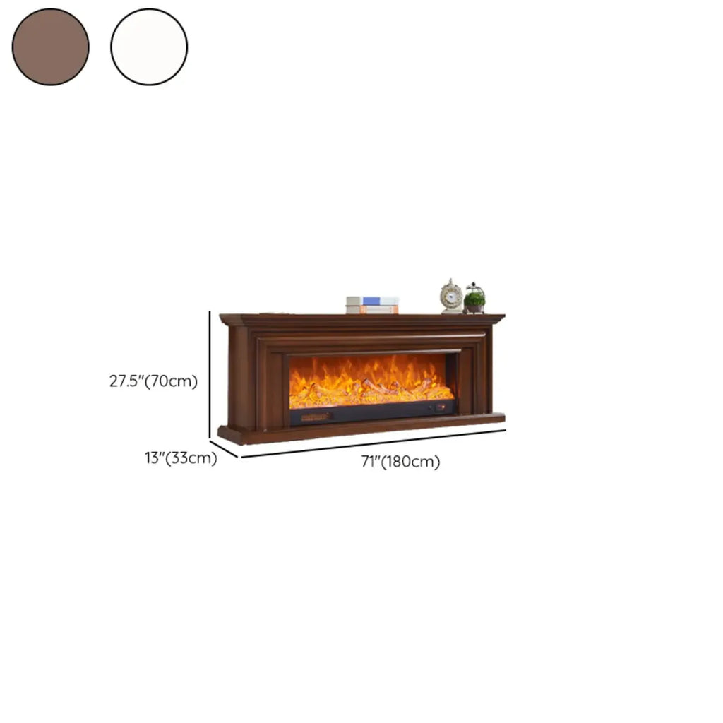 Supporto TV per caminetto elettrico in legno marrone rettangolare da 71" con luce