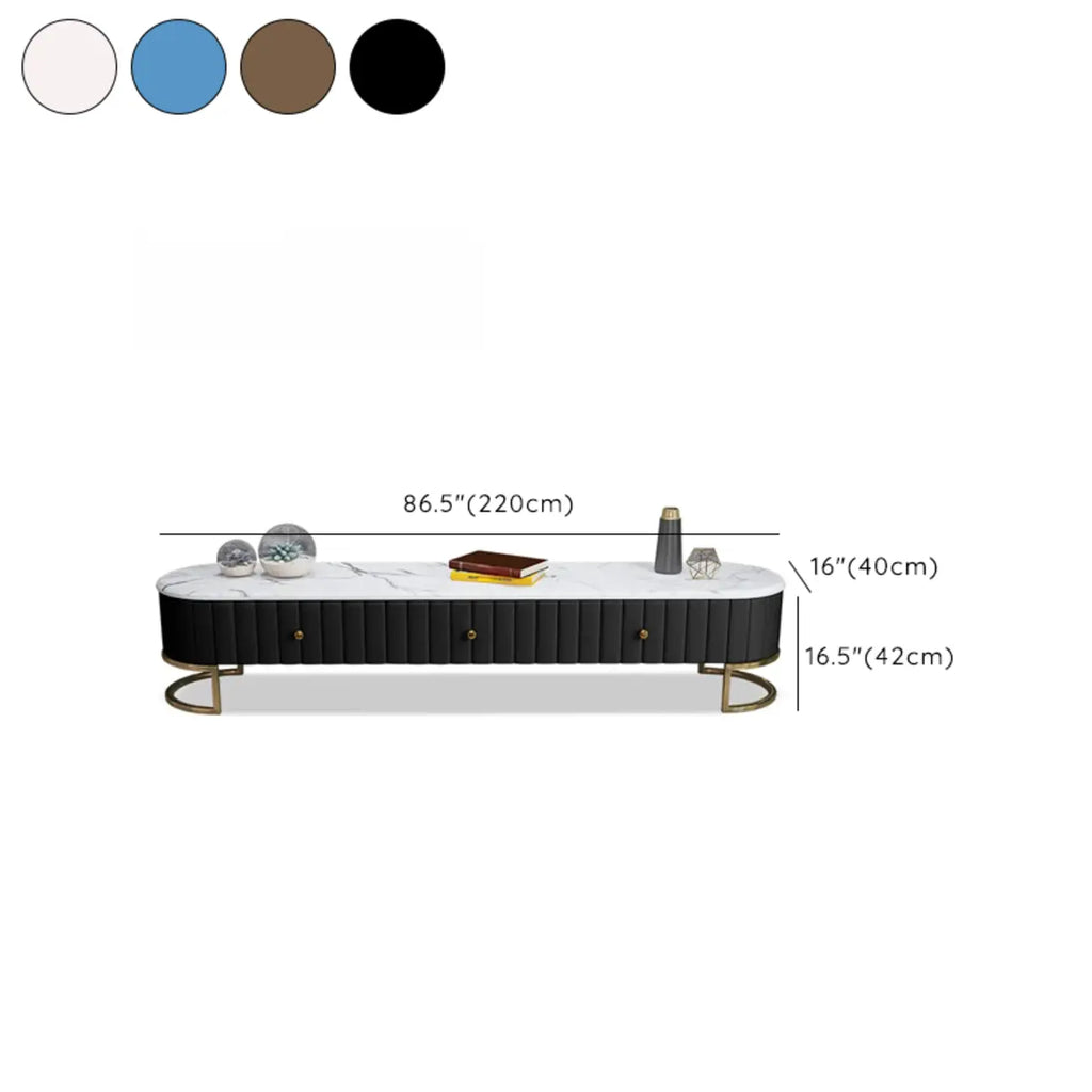 Meuble TV moderne en faux marbre avec tiroirs pour salon