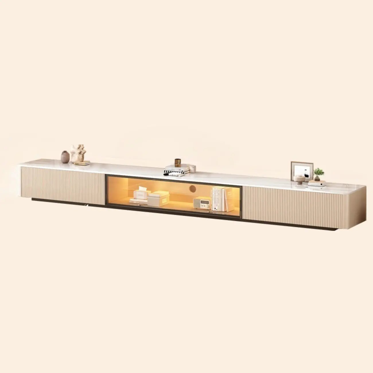 Mobile porta TV Long Stone 63 Champagne con gestione dei cavi