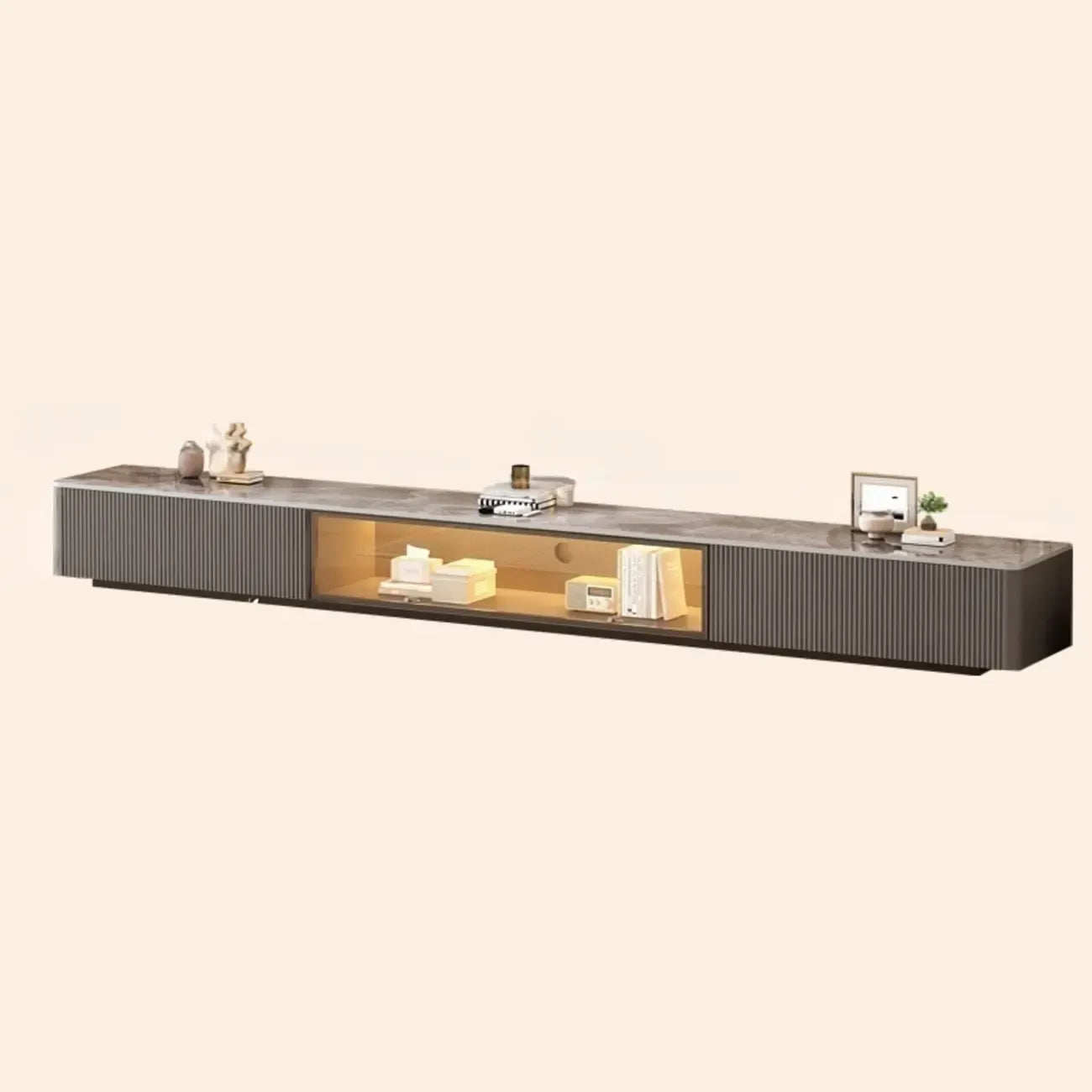 Mobile porta TV Long Stone 63 Champagne con gestione dei cavi