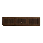 Meuble TV rectangulaire contemporain en bois cannelé marron