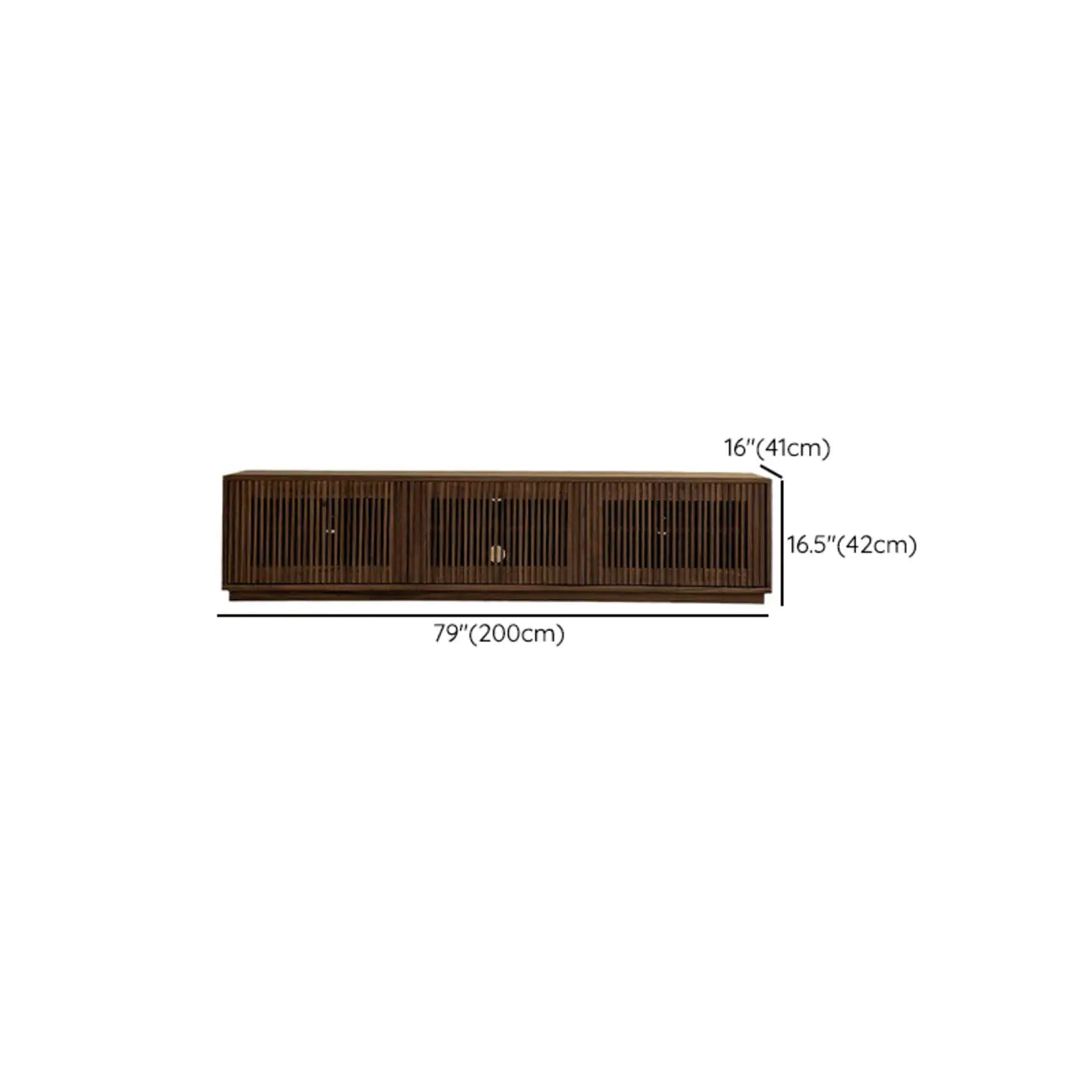 Meuble TV rectangulaire contemporain en bois cannelé marron
