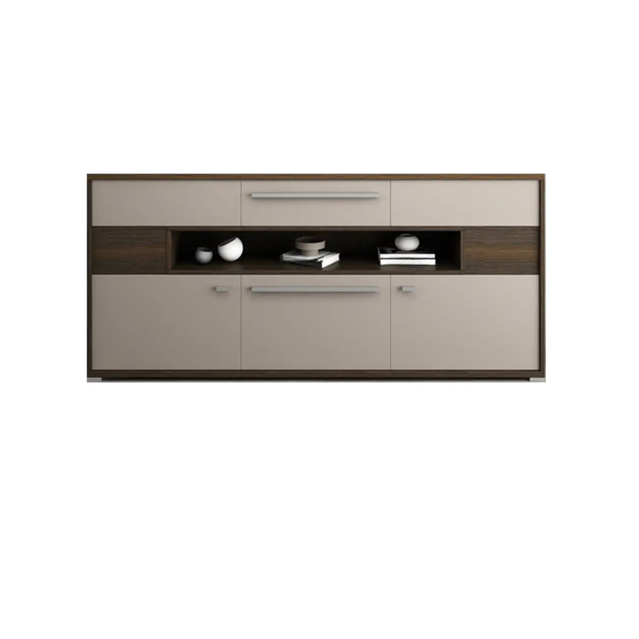 Meuble TV rectangulaire en bois gris avec rangement intégré pour chambre à coucher