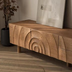 Mobile TV a 2 livelli con contenitore chiuso in legno di frassino nordico marrone