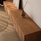 Mobile TV a 2 livelli con contenitore chiuso in legno di frassino nordico marrone