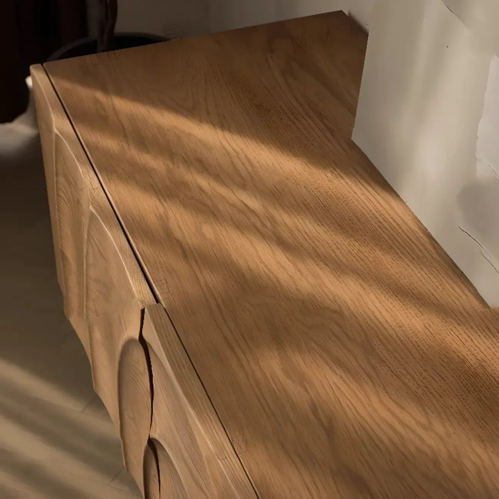 Mobile TV a 2 livelli con contenitore chiuso in legno di frassino nordico marrone