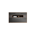 Meuble TV rectangulaire en bois gris avec rangement intégré pour chambre à coucher