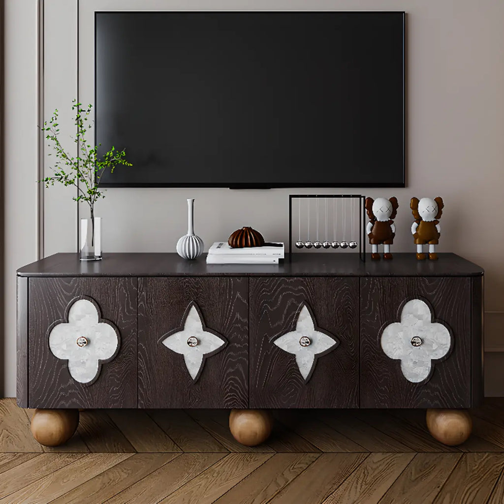 Mobile TV in legno nero a rettangolo moderno da 63" per soggiorno