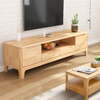Meuble TV en bois naturel résistant avec gestion des câbles