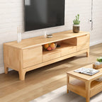 Meuble TV en bois naturel résistant avec gestion des câbles