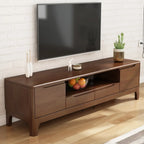 Meuble TV en bois naturel résistant avec gestion des câbles