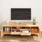 Meuble TV en bois naturel résistant avec gestion des câbles