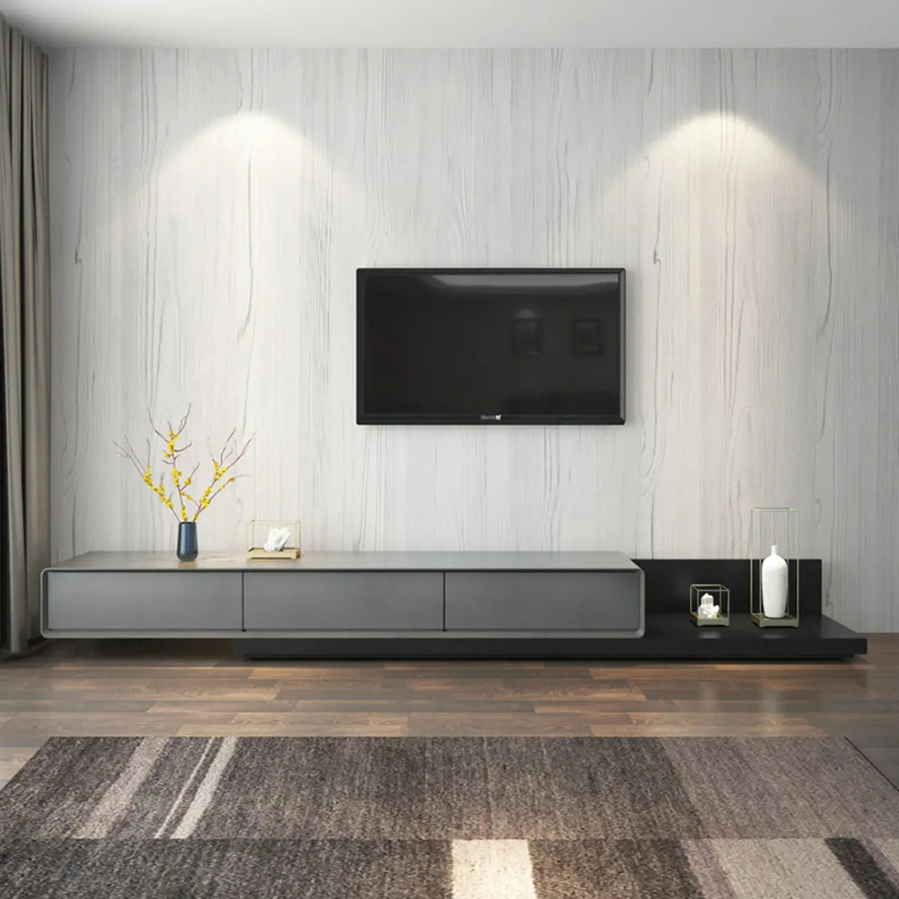 Étagère latérale en bois noir pour salon, meuble TV rectangulaire