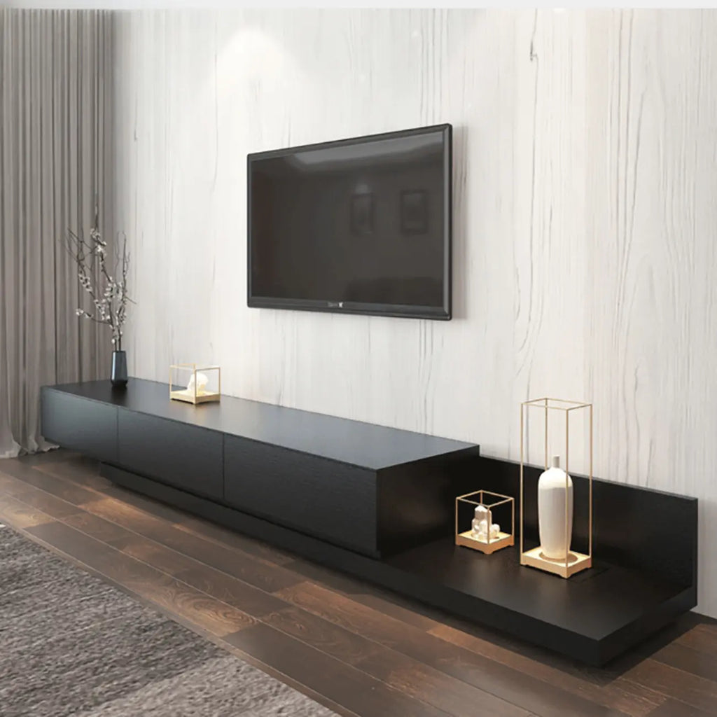 Étagère latérale en bois noir pour salon, meuble TV rectangulaire