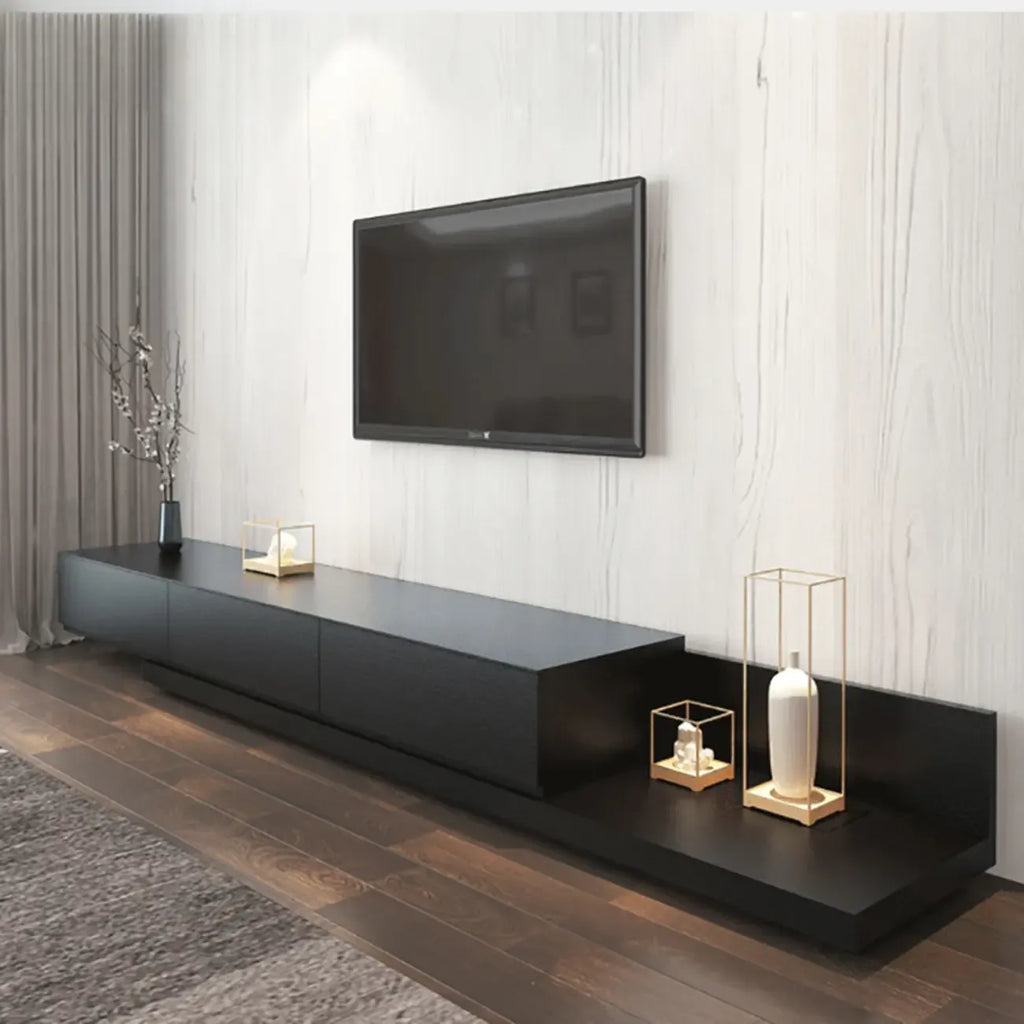 Étagère latérale en bois noir pour salon, meuble TV rectangulaire
