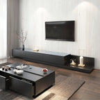 Étagère latérale en bois noir pour salon, meuble TV rectangulaire