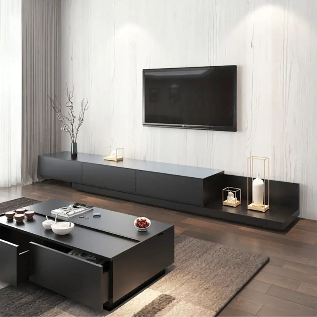 Étagère latérale en bois noir pour salon, meuble TV rectangulaire