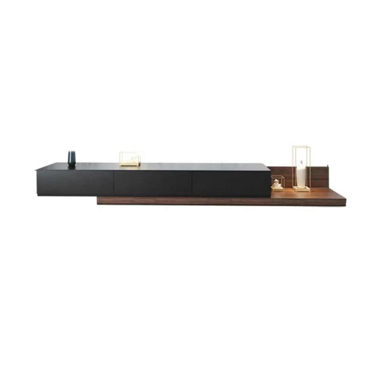 Étagère latérale en bois noir pour salon, meuble TV rectangulaire
