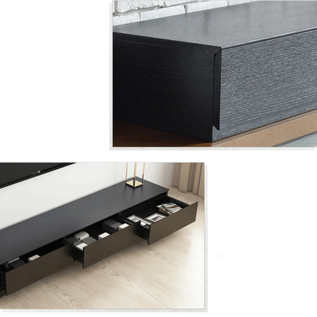 Étagère latérale en bois noir pour salon, meuble TV rectangulaire