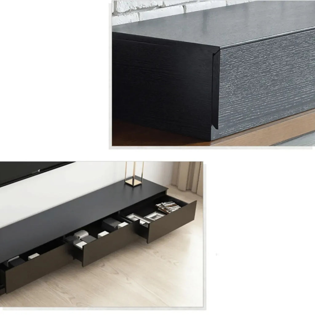 Étagère latérale en bois noir pour salon, meuble TV rectangulaire