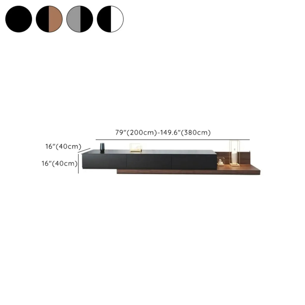 Étagère latérale en bois noir pour salon, meuble TV rectangulaire