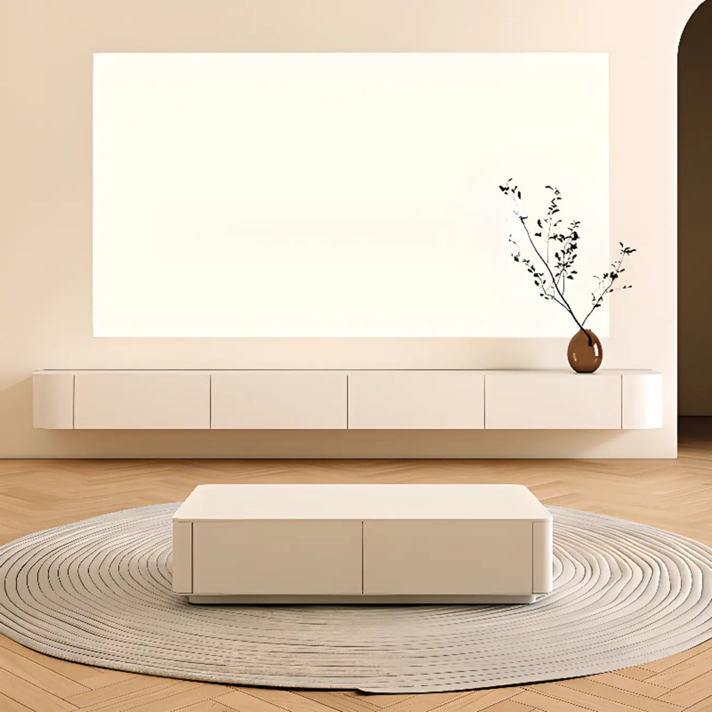 Meuble TV suspendu minimaliste en bois blanc