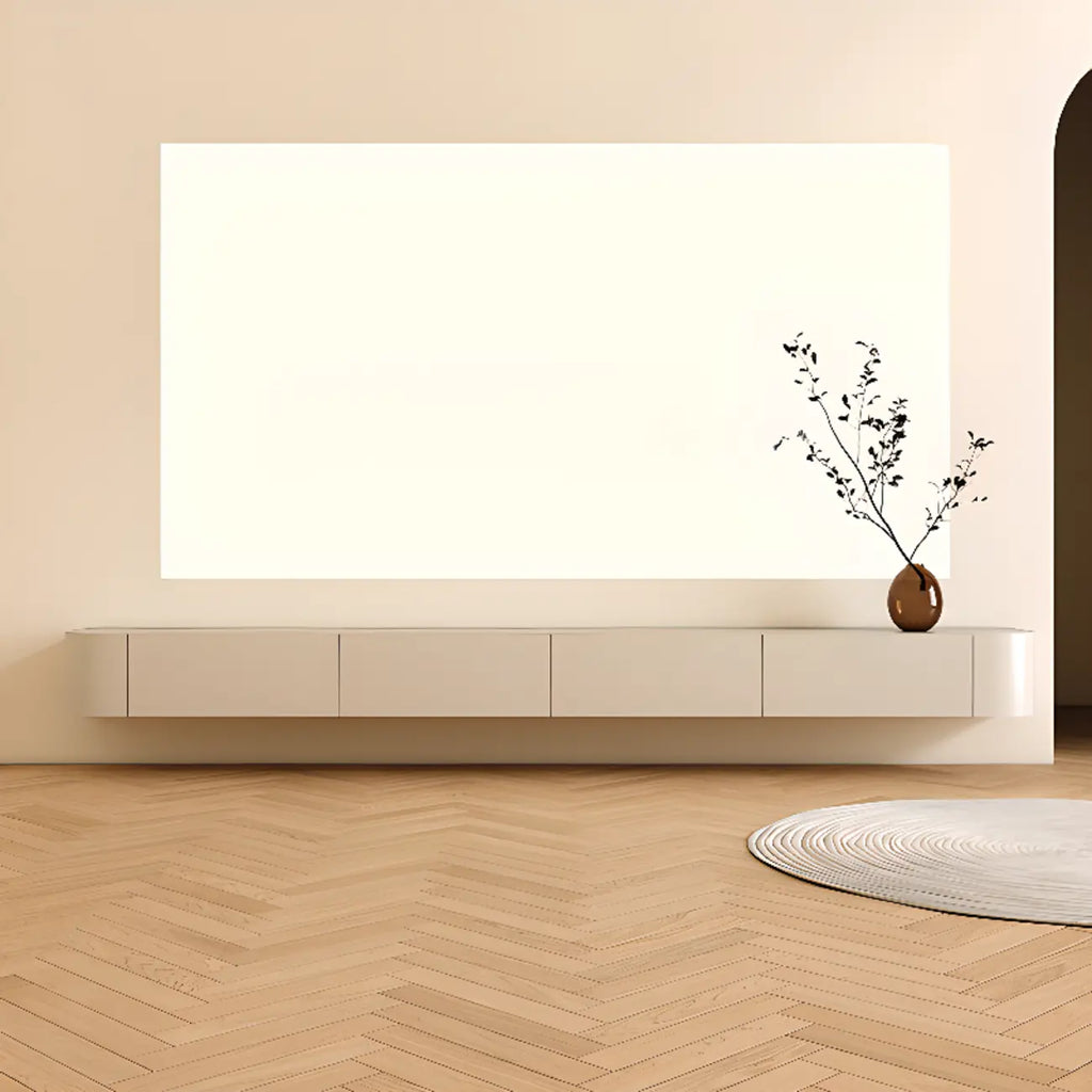 Meuble TV suspendu minimaliste en bois blanc