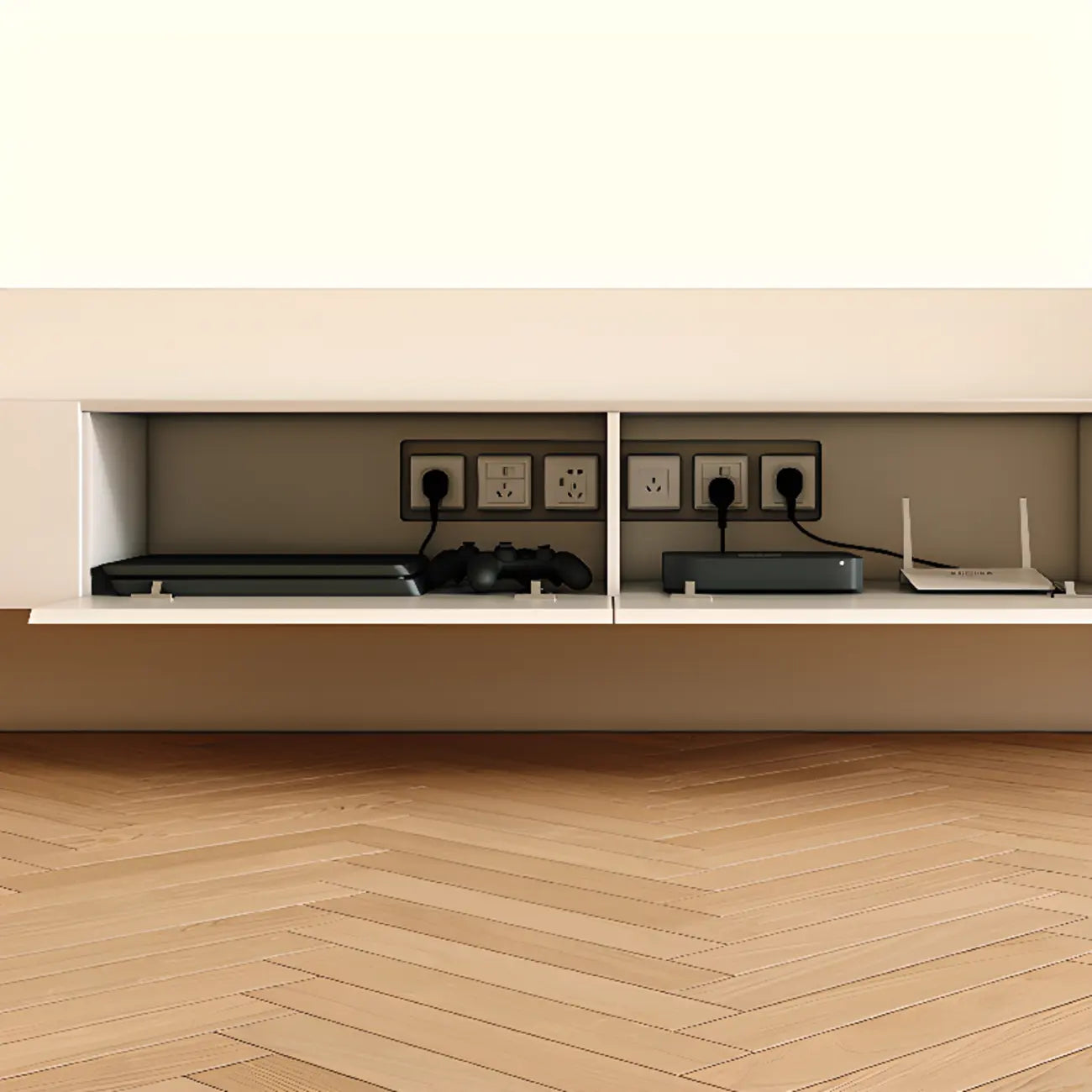 Meuble TV suspendu minimaliste en bois blanc