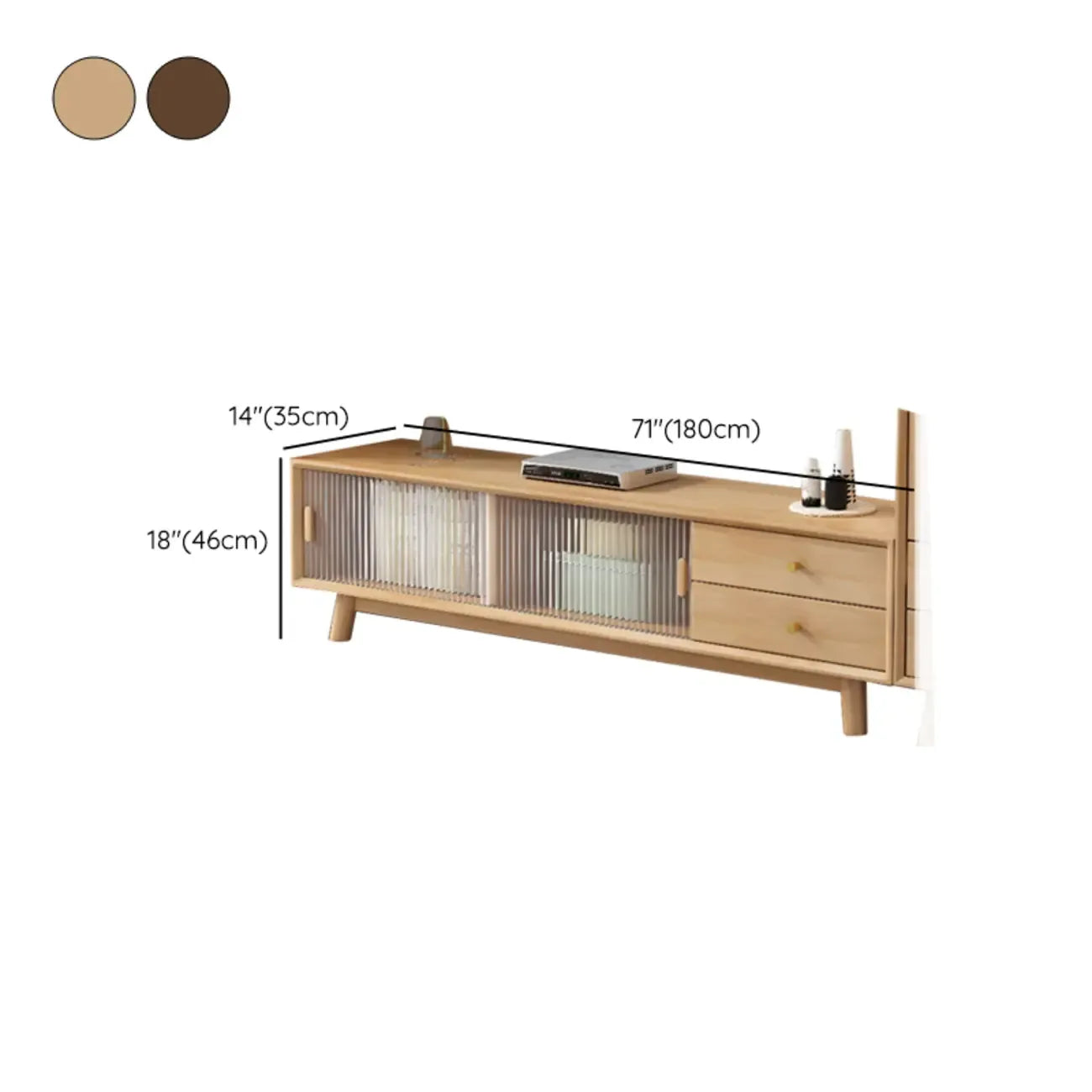 Meuble TV en bois naturel résistant avec gestion des câbles
