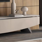 Mobile TV curvo in pietra moderna con cassetti Champagne 87