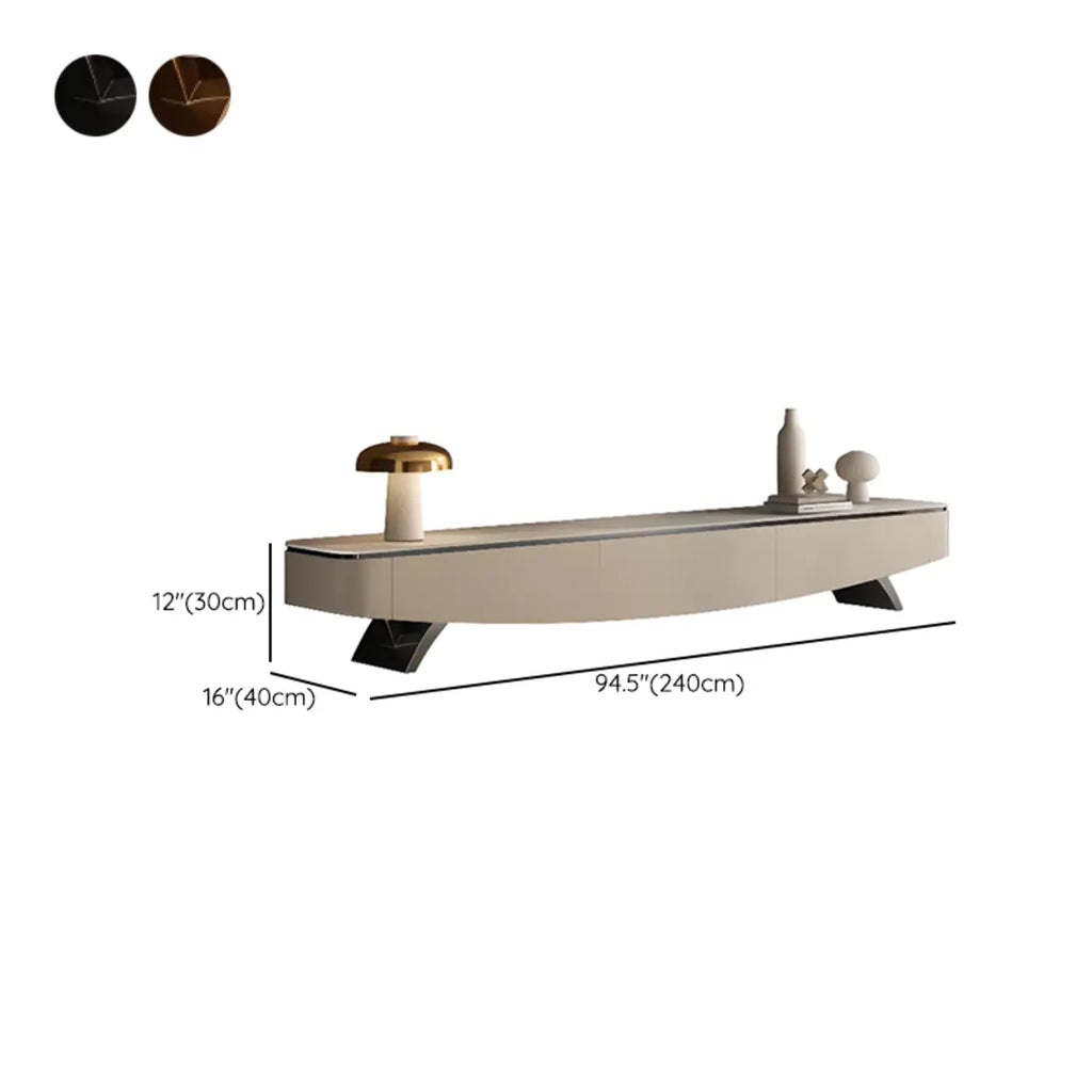 Mobile TV curvo in pietra moderna con cassetti Champagne 87