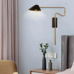 Applique murale à bras articulé en métal noir pour chambre à coucher