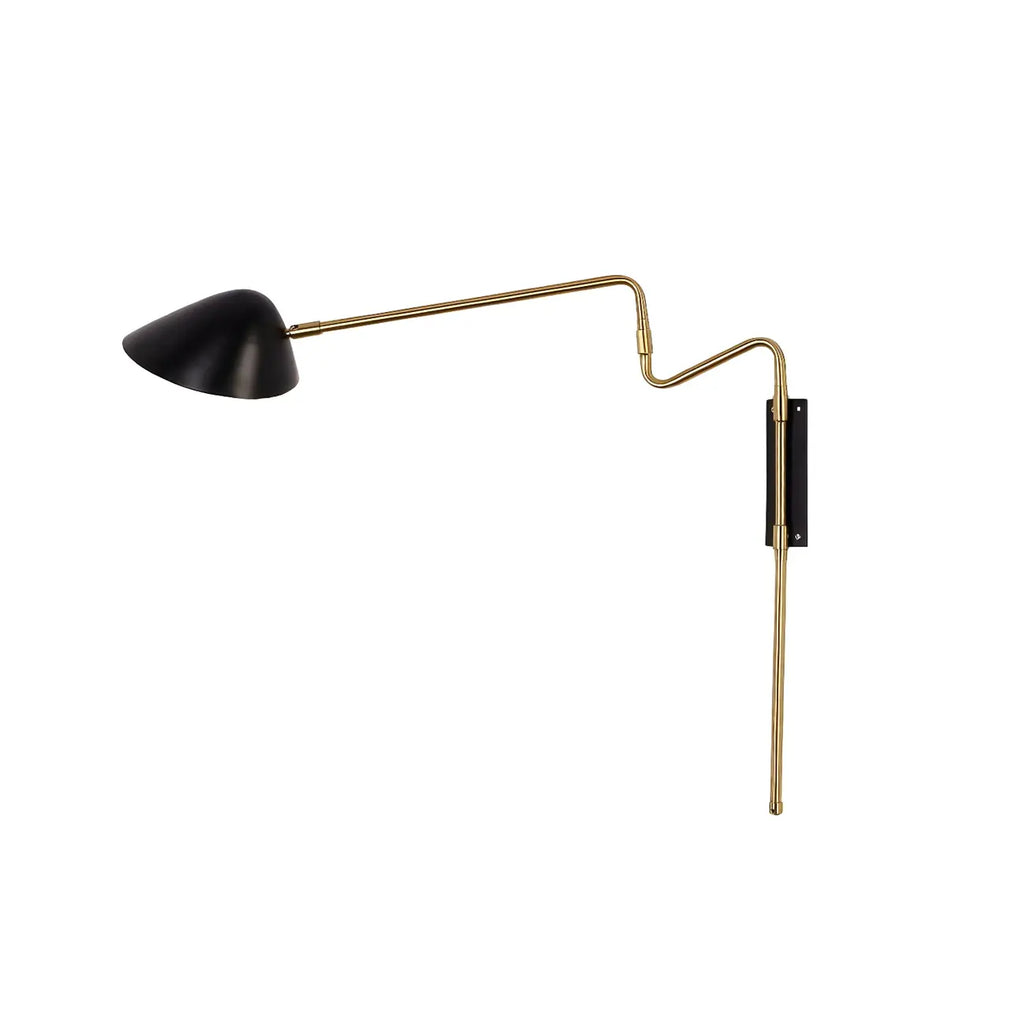Applique murale à bras articulé en métal noir pour chambre à coucher
