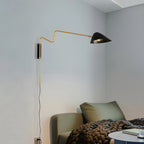 Applique murale à bras articulé en métal noir pour chambre à coucher