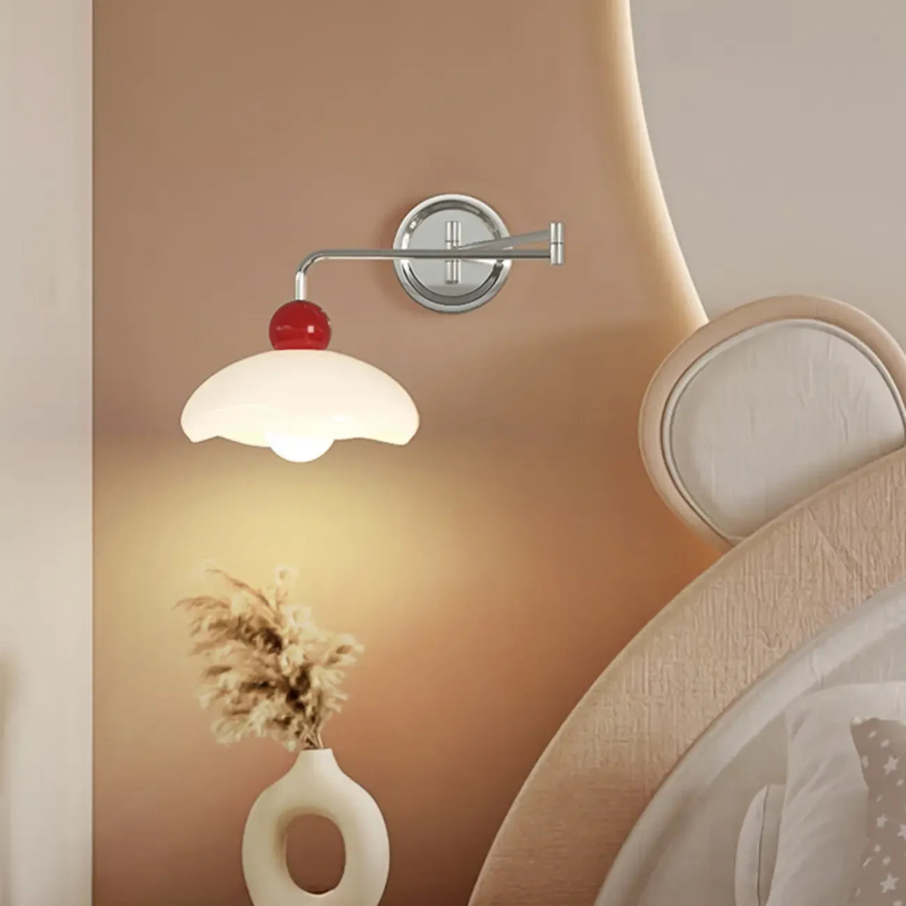 Applique murale moderne à bras articulé chromé réglable pour chevet