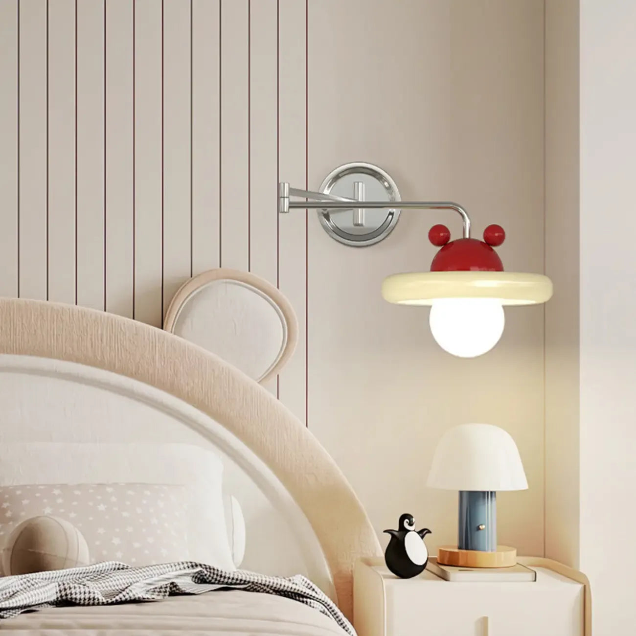 Applique murale moderne à bras articulé chromé réglable pour chevet