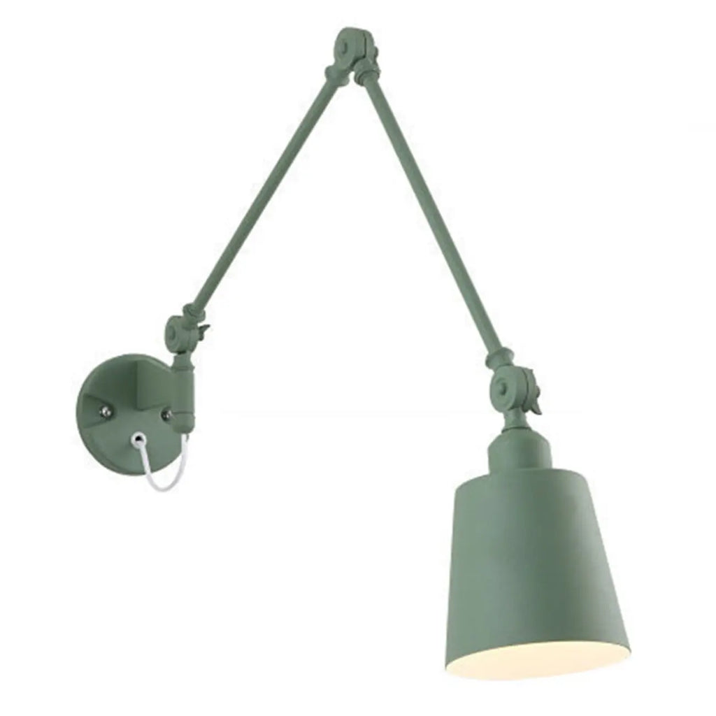 Lampada da parete con braccio orientabile in ferro per comodino/studio