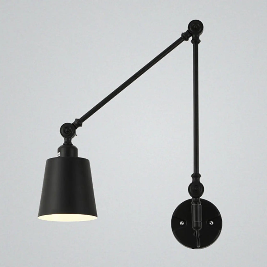 Lampada da parete con braccio orientabile in ferro per comodino/studio