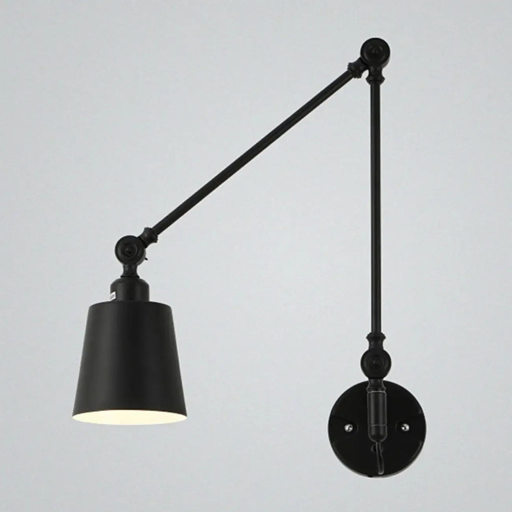 Lampada da parete con braccio orientabile in ferro per comodino/studio