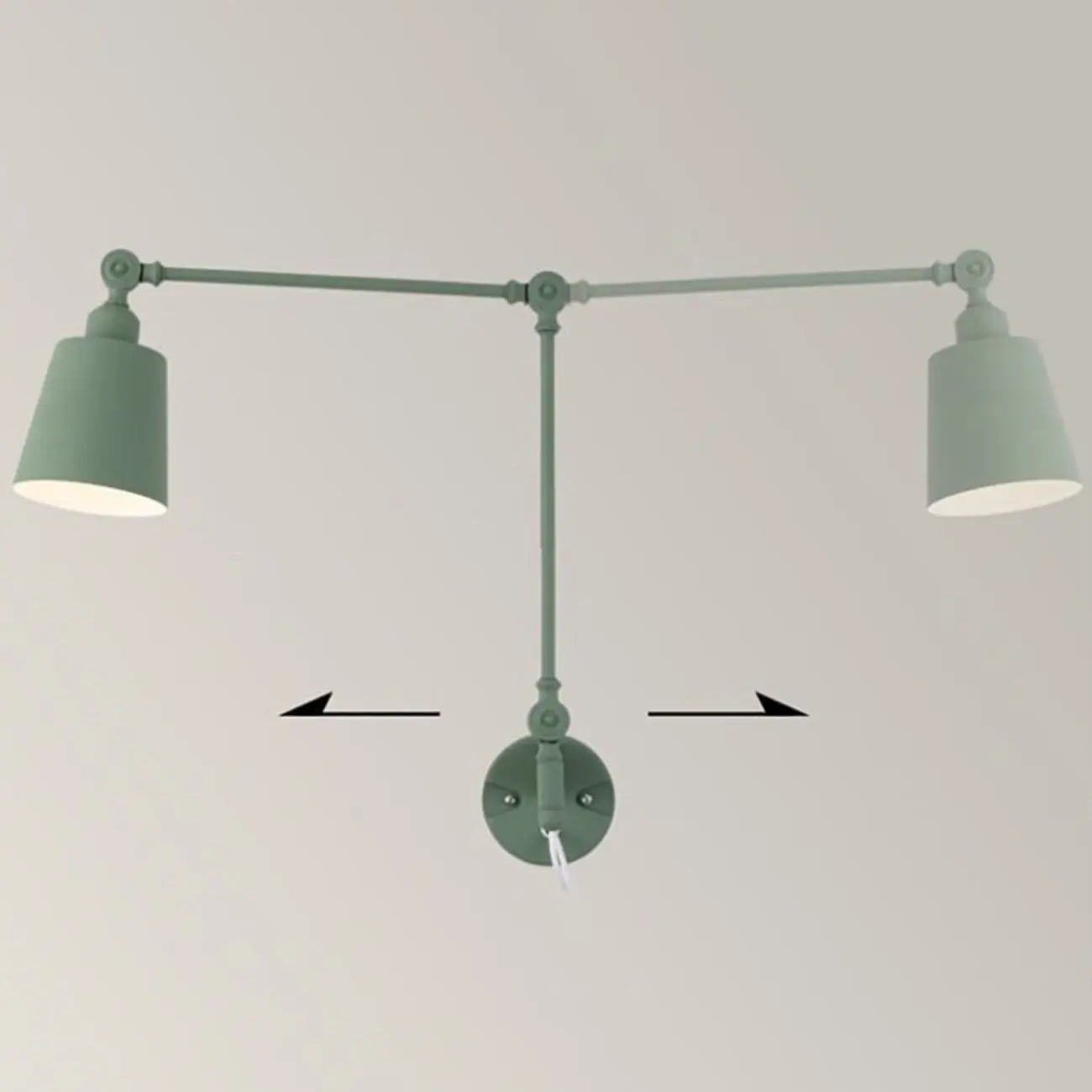Lampada da parete con braccio orientabile in ferro per comodino/studio