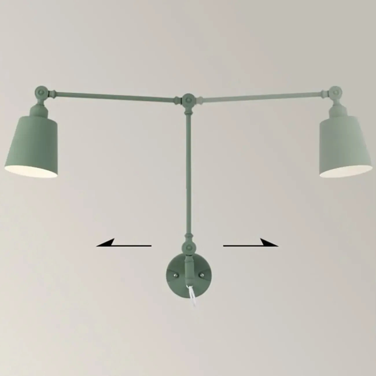 Lampada da parete con braccio orientabile in ferro per comodino/studio