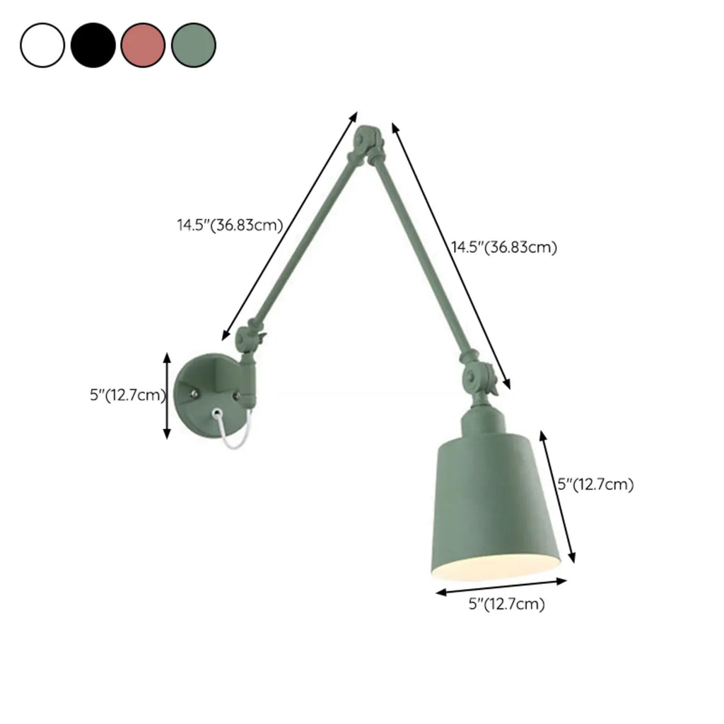 Lampada da parete con braccio orientabile in ferro per comodino/studio