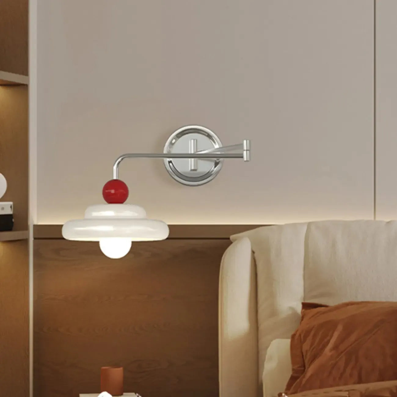 Applique murale moderne à bras articulé chromé réglable pour chevet