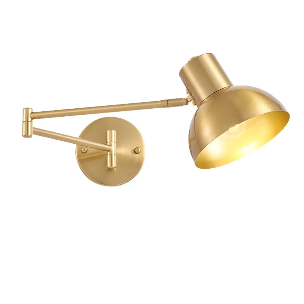 Lampada da parete moderna in ottone con braccio orientabile da 5 a 9 pollici per comodino
