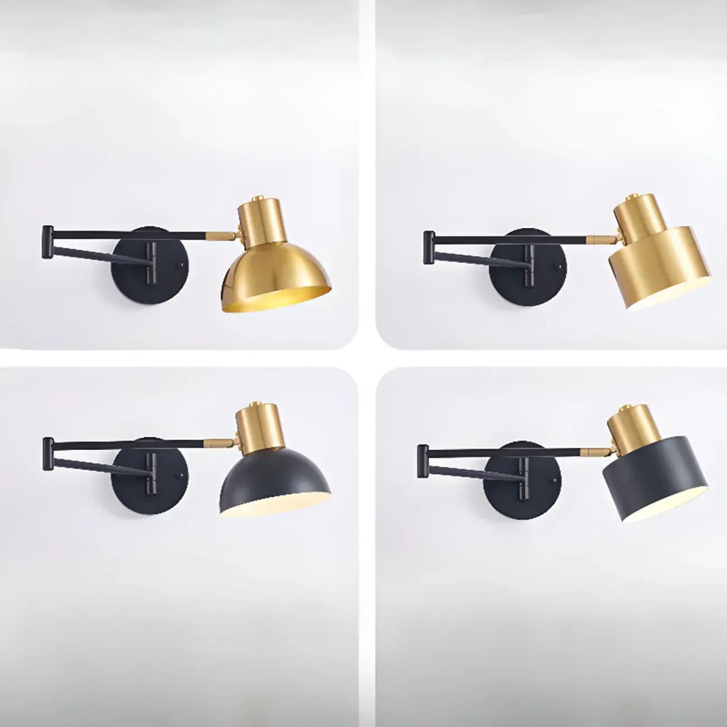Lampada da parete moderna in ottone con braccio orientabile da 5 a 9 pollici per comodino