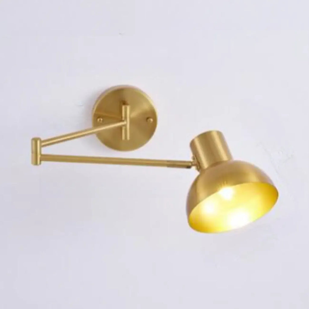 Lampada da parete moderna in ottone con braccio orientabile da 5 a 9 pollici per comodino